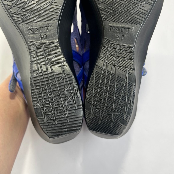Naot Blue Sandals for Women for sale | eBay Naot Deluxe Sandals Womens 40/9 Purple Blue Leather Cutout Wedge Strappy Comfort